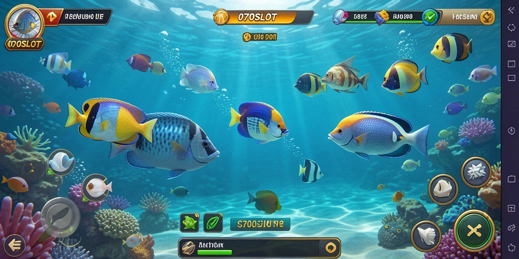 Tampilan aksi seru saat menembak ikan di game 070SLOT.