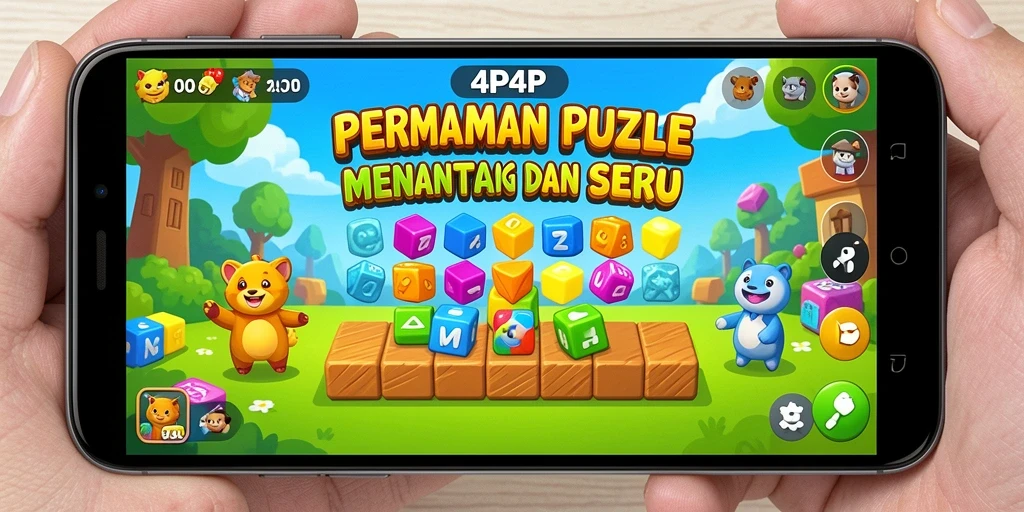 Screenshot utama 4P4P menampilkan gameplay Puzzle yang seru.