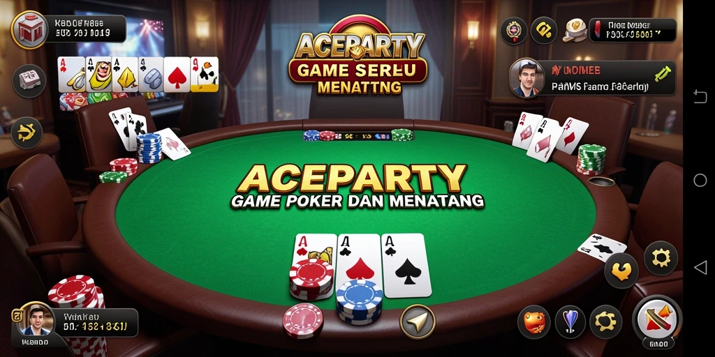 Tampilan utama gameplay ACEPARTY dengan suasana permainan poker yang seru.