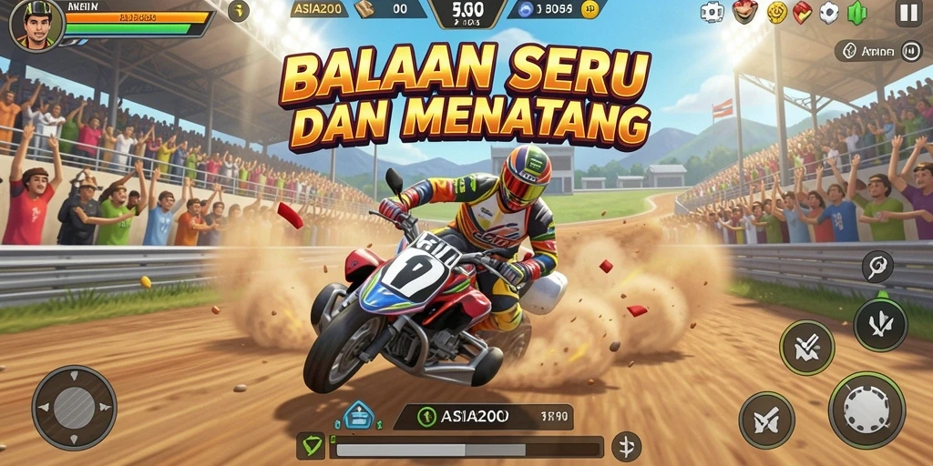 Tampilan gameplay menegangkan dalam balapan ASIA200.