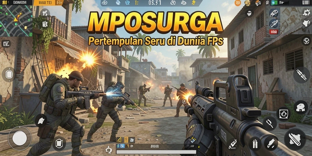 Tangkapan layar MPOSURGA menampilkan aksi pertempuran yang intens di medan perang.
