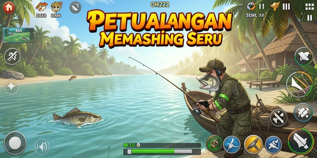 Tampilan aktivitas memancing yang seru dan mendebarkan dalam OH222.