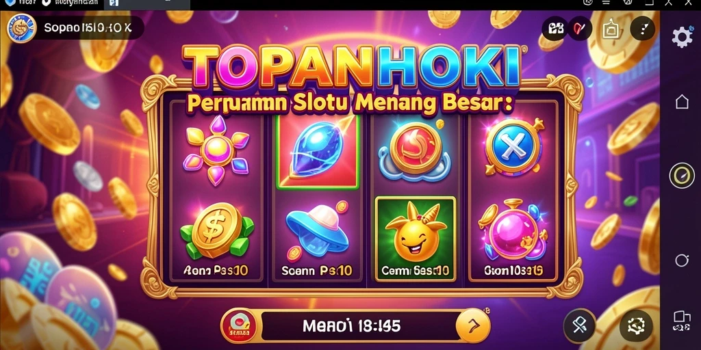 Screenshot gameplay TOPANHOKI menampilkan momen kemenangan slot yang mendebarkan.
